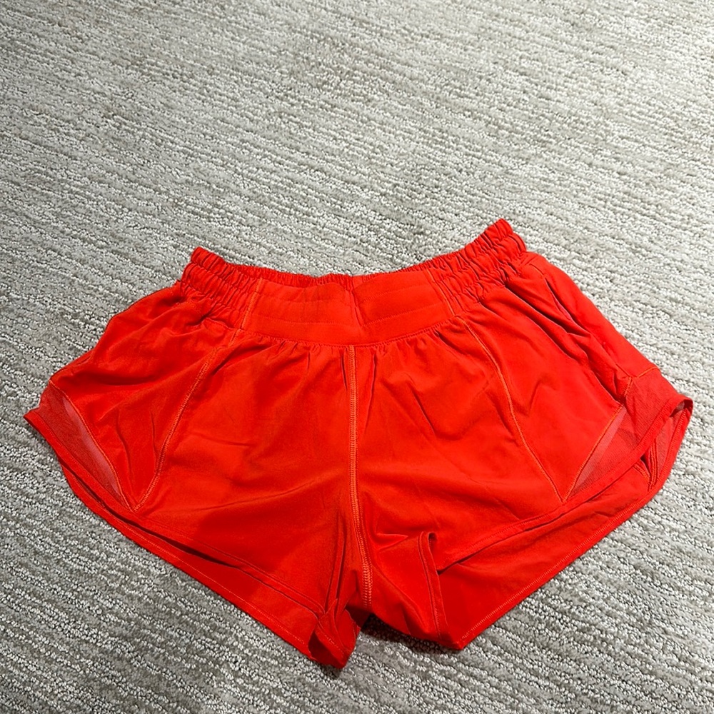 Luulemon size 6 orange hotty hot short 2.5 inch